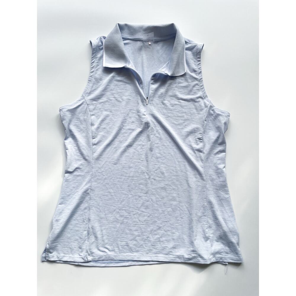 Women's Calia Light Blue-Gray Sleeveless Golf or Tennis Polo Shirt Size Large